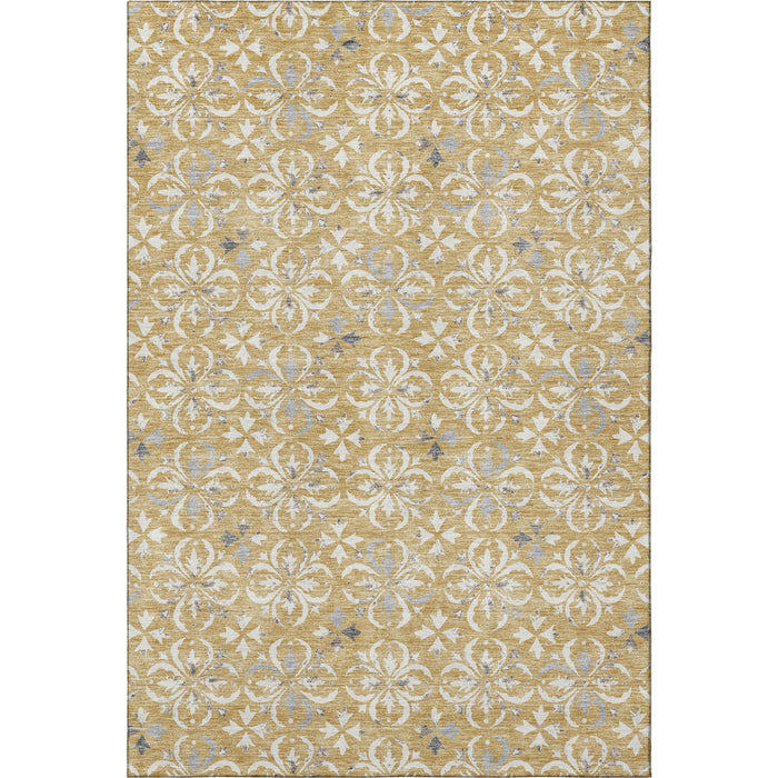 10' X 14' Floral Washable Area Rug With UV Protection (673927) - Gold / Gray