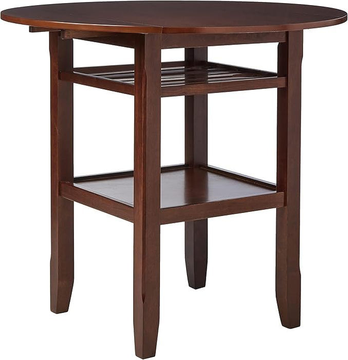 Wood Rounded Drop Leaf Bar Table - Brown