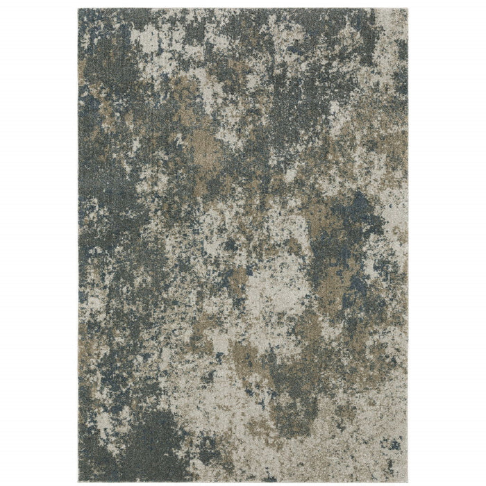 7' x 10' Abstract Power Loom Area Rug - Tan And Gray
