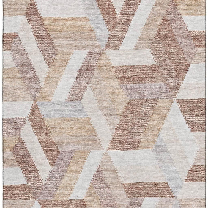 10' X 14' Geometric Washable Area Rug With UV Protection (692448) - Copper / Ivory / Gray