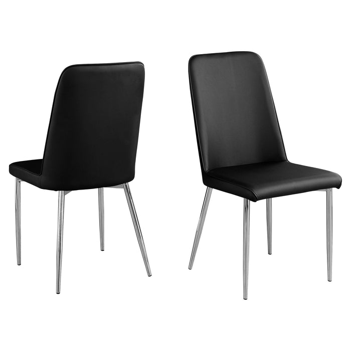 Faux Leather Dining Side Chairs (Set of 2) - Black