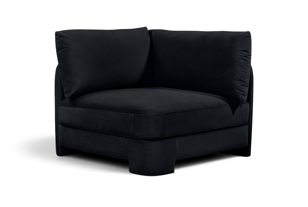 Meridian Furniture Hammond velvet performance fabric corner chair with upholstered cushioning, stationary design, and modern style.