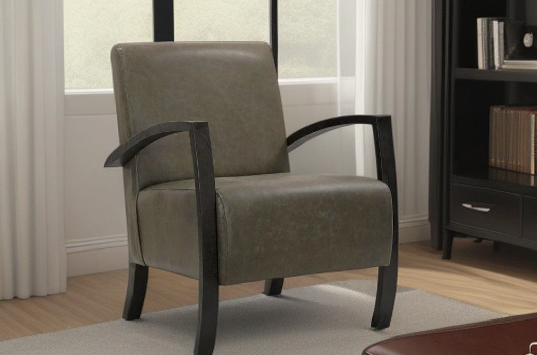 Top Grain Leather Arm Chair - Dark Gray And Black