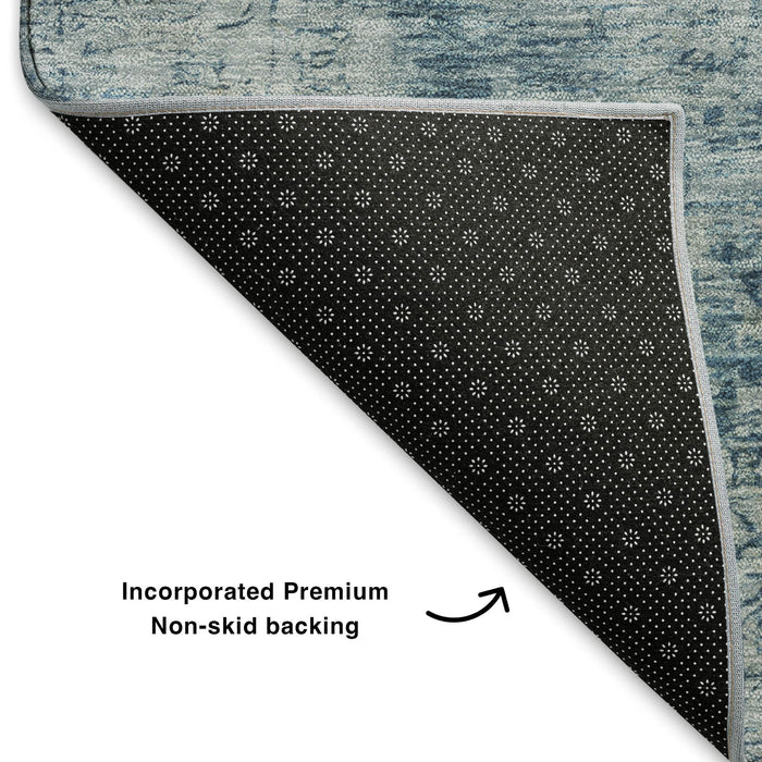 10' X 14' Oriental Washable Area Rug With UV Protection (700937) - Blue / Gray