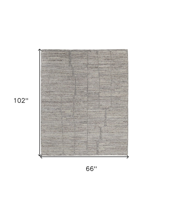 6' x 9' Abstract Hand Woven Worn Faded Area Rug - Taupe And Gray