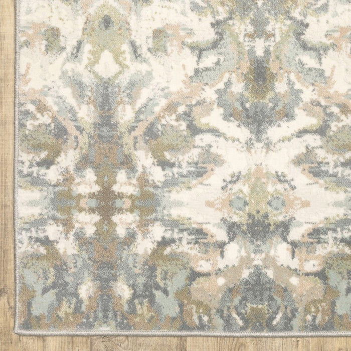 9' x 12' Abstract Ikat Indoor Area Rug - Ivory Gray