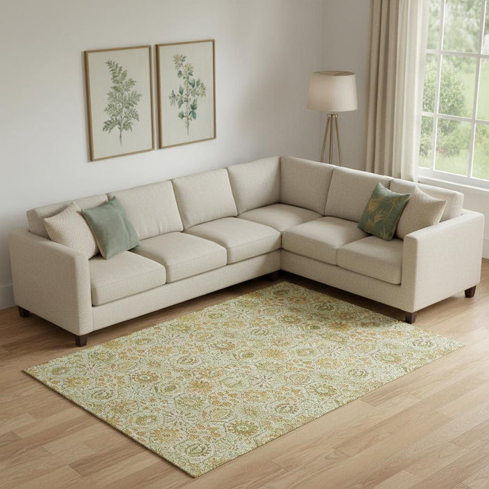 10' X 14' Floral Washable Area Rug With UV Protection (708649) - Beige / Gold