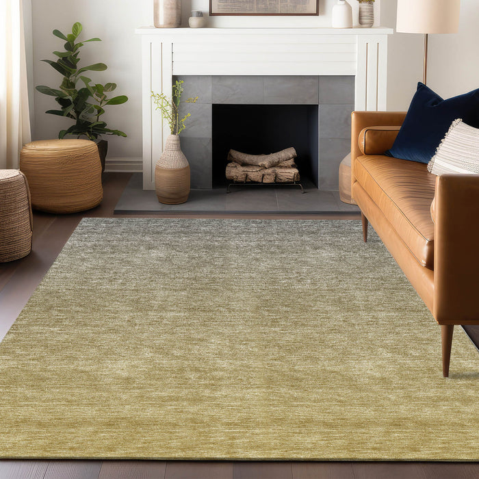 10' X 14' Ombre Washable Area Rug With UV Protection - Gold And Beige