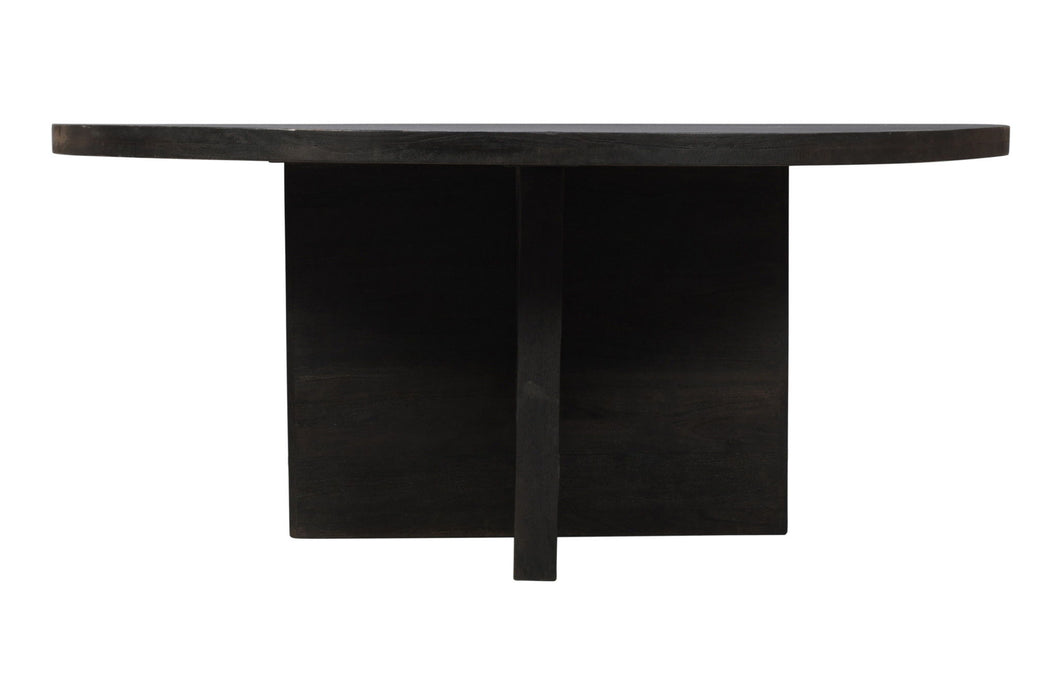 60" Rounded Solid Wood Pedestal Base Dining Table - Gray