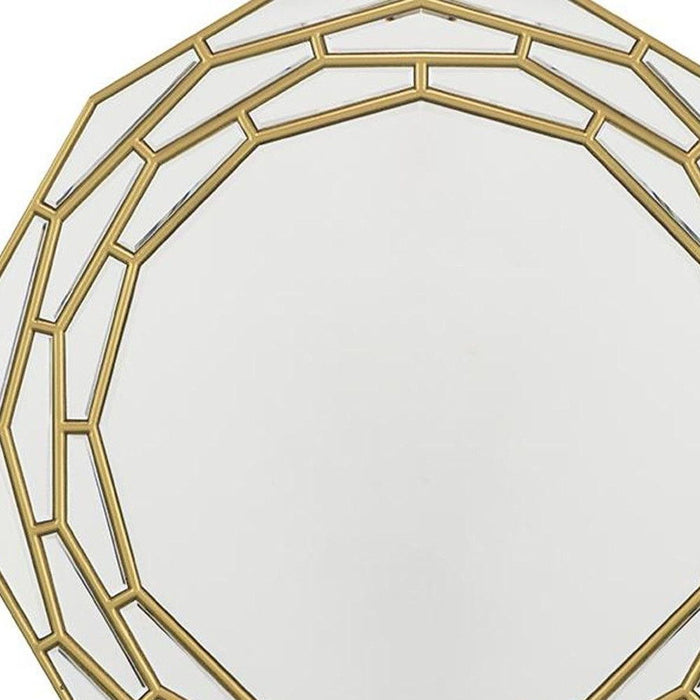 35" Round Framed Accent Mirror - Gold