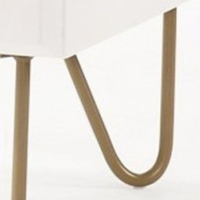 Contemporary Nightstand With Two Drawers - White And Gold