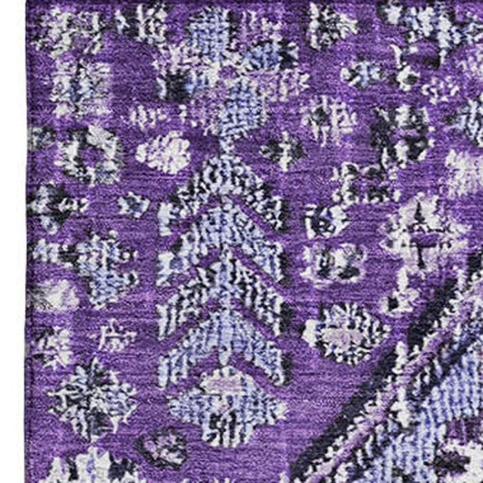 10' X 14' Geometric Washable Area Rug With UV Protection (705173) - Purple / Ivory