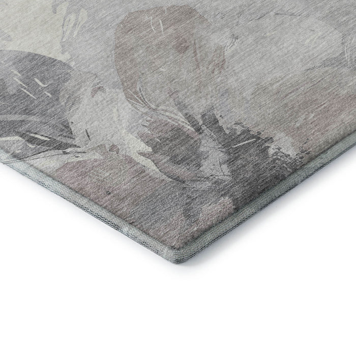 10' X 14' Floral Washable Area Rug With UV Protection (694418) - Taupe / Ivory / Gray