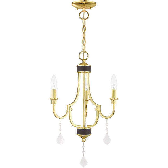 22" Three Light Dimmable Chandelier With Shades - Brass