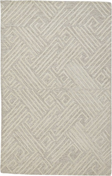 10' x 13' Wool Geometric Tufted Handmade Stain Resistant Area Rug - Tan And Ivory