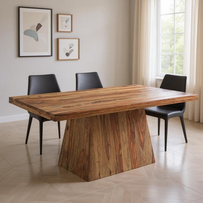 75" Wood Pedestal Base Dining Table - Brown