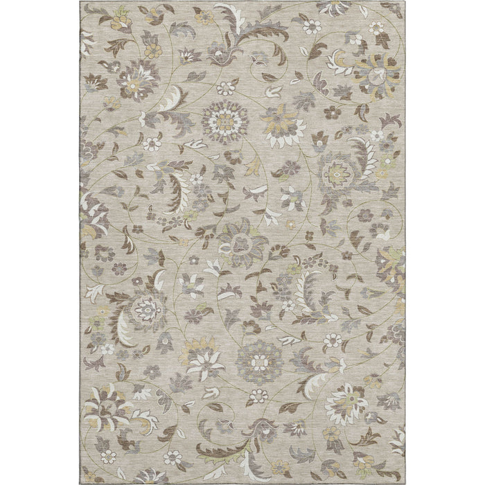 10' X 14' Floral Washable Area Rug With UV Protection (678958) - Beige / Gray / Ivory