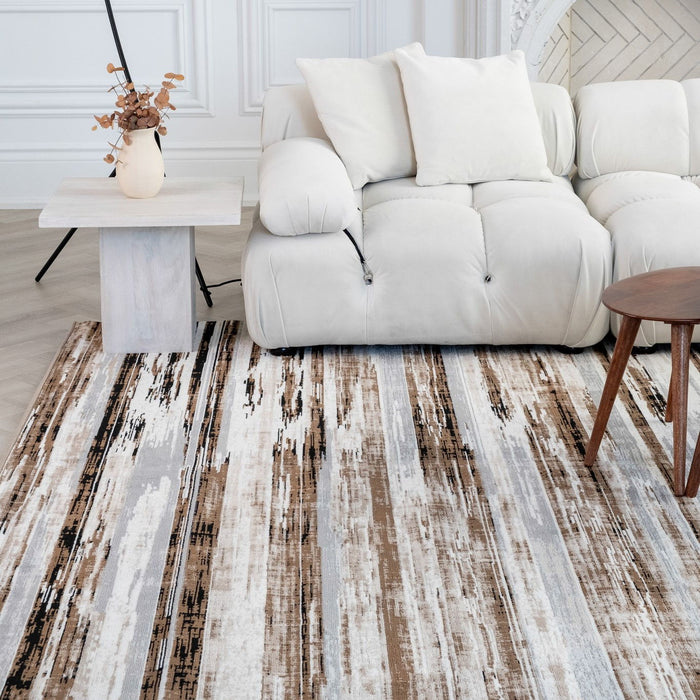 8' x 10' Striped Dhurrie Area Rug - Beige