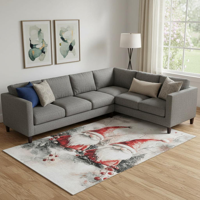 10' X 14' Floral Washable Area Rug With UV Protection (701641) - Ivory / Red / Gray