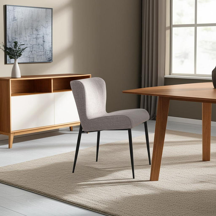 Upholstered Fabric Metal Wing Back Dining Side Chair - Gray