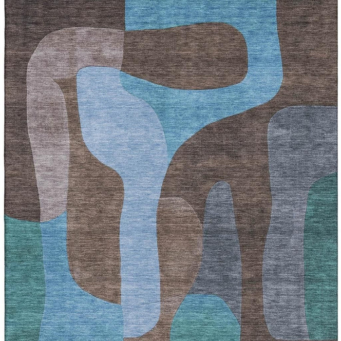10' X 14' Abstract Washable Area Rug With UV Protection (706259) - Brown / Blue