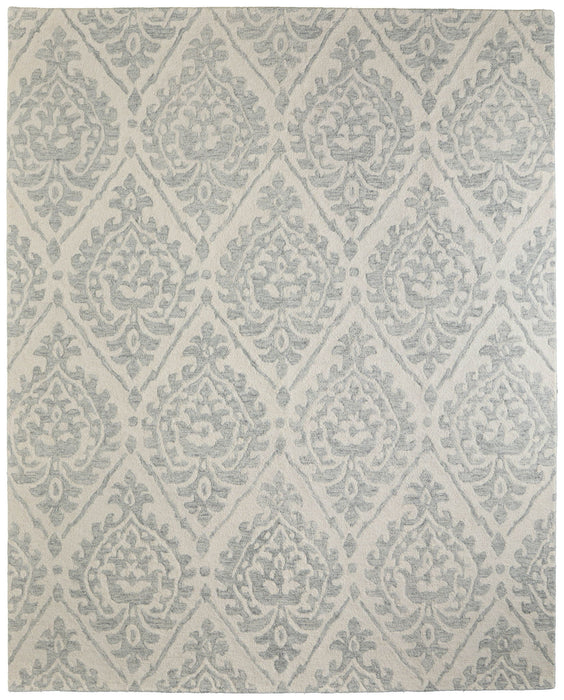 10' X 14' Floral Hand Tufted Area Rug - Ivory And Gray