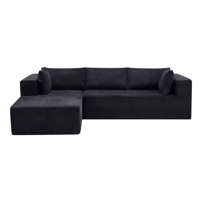 Corduroy Modular Sofa Chaise With Toss Pillows (723850) - Black