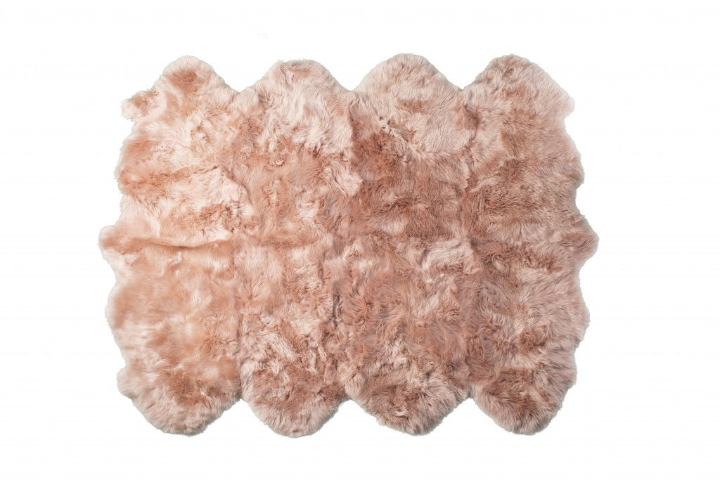 6' x 6' Wool Sheepskin Handmade Area Rug - Pink