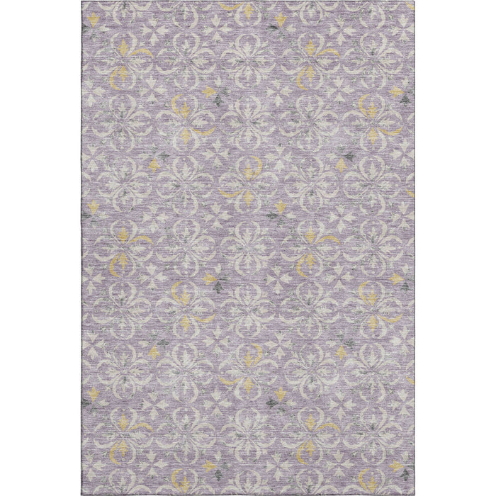10' X 14' Floral Washable Area Rug With UV Protection (673951) - Lavender / Ivory