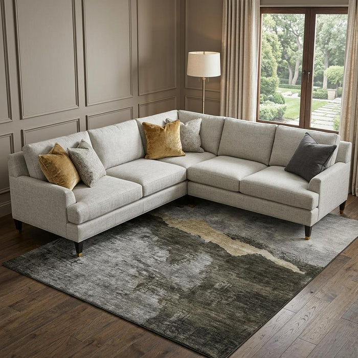 10' X 14' Abstract Washable Area Rug With UV Protection (683578) - Taupe / Beige