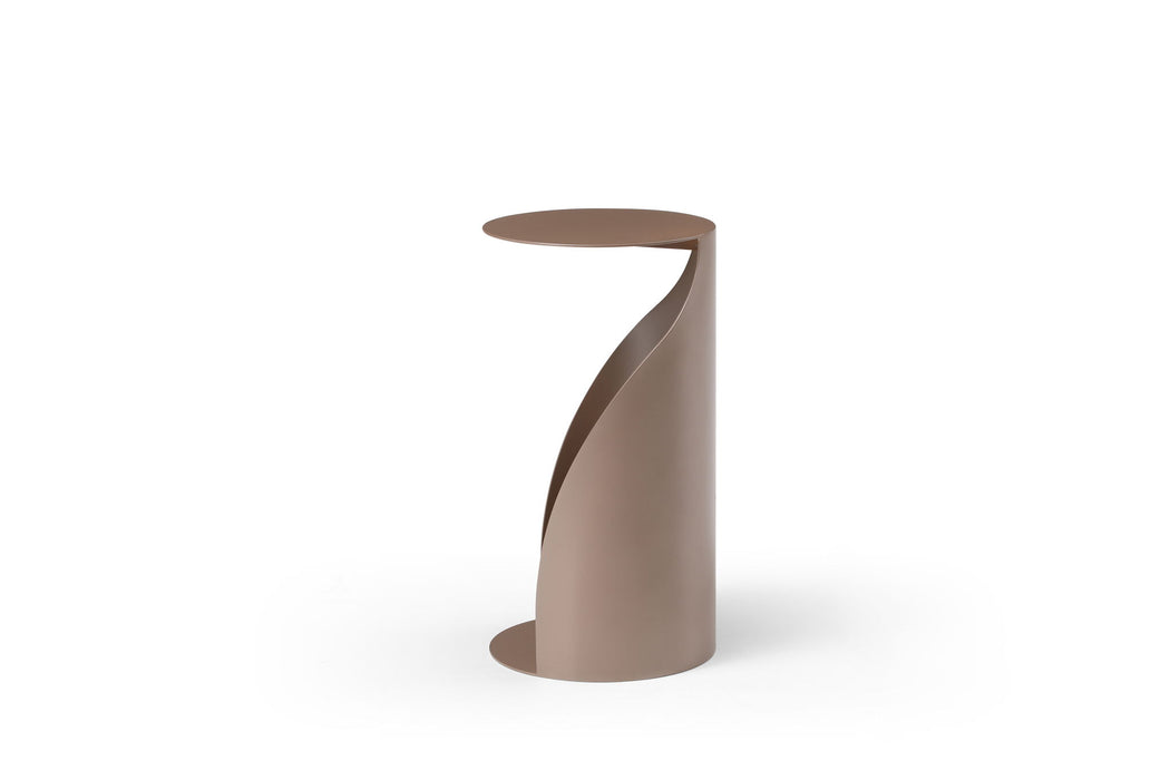 Steel Round Pedestal End Table (719933) - Gold