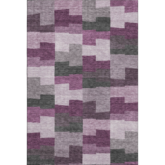 10' X 14' Geometric Washable Area Rug With UV Protection (654940) - Merlot / Gray / Ivory