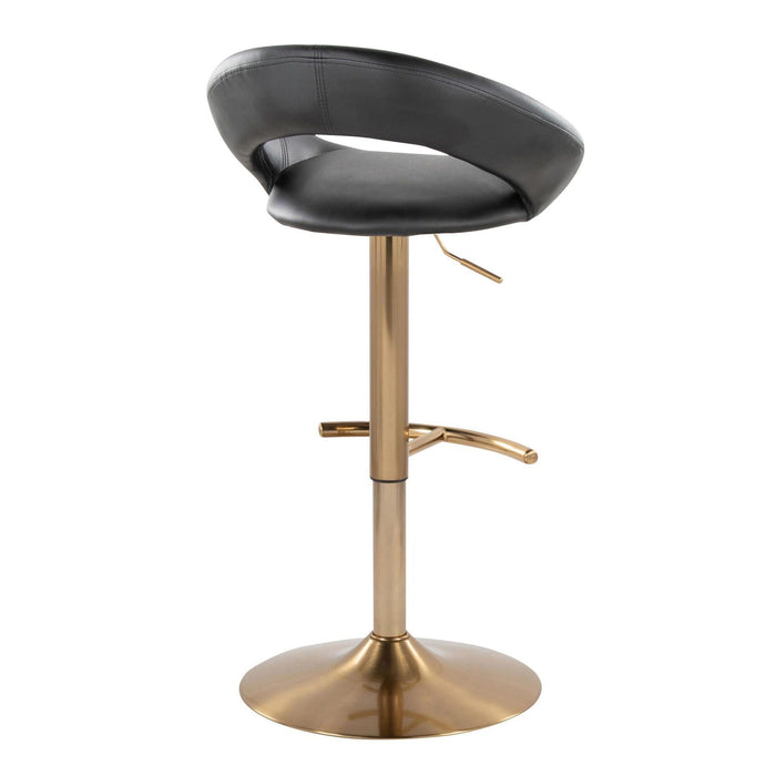 Posh - Glam Adjustable Barstool With Swivel - Gold Metal (Set of 2)