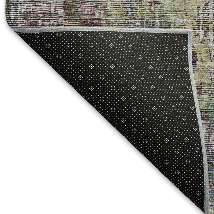 10' X 14' Abstract Washable Area Rug With UV Protection (692274) - Pewter / Gold / Eggplant