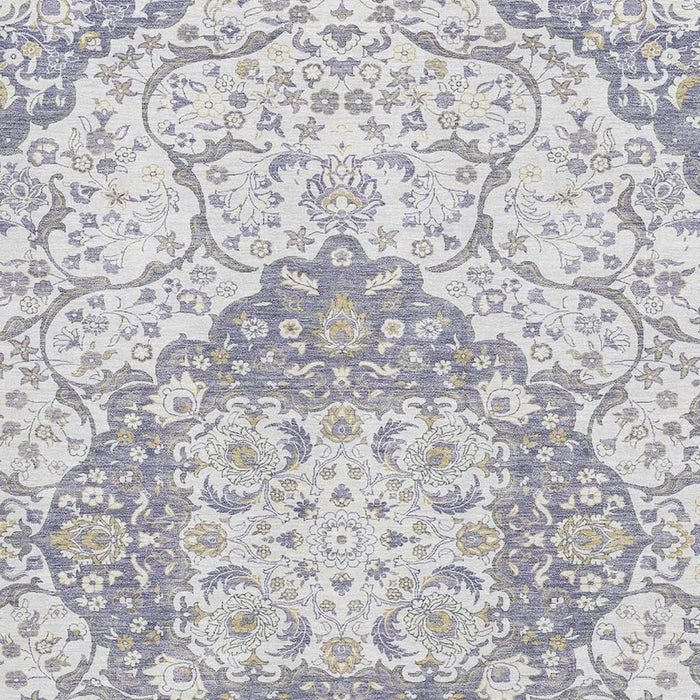 10' X 14' Medallion Washable Area Rug With UV Protection (696836) - Lavender / Ivory / Gold
