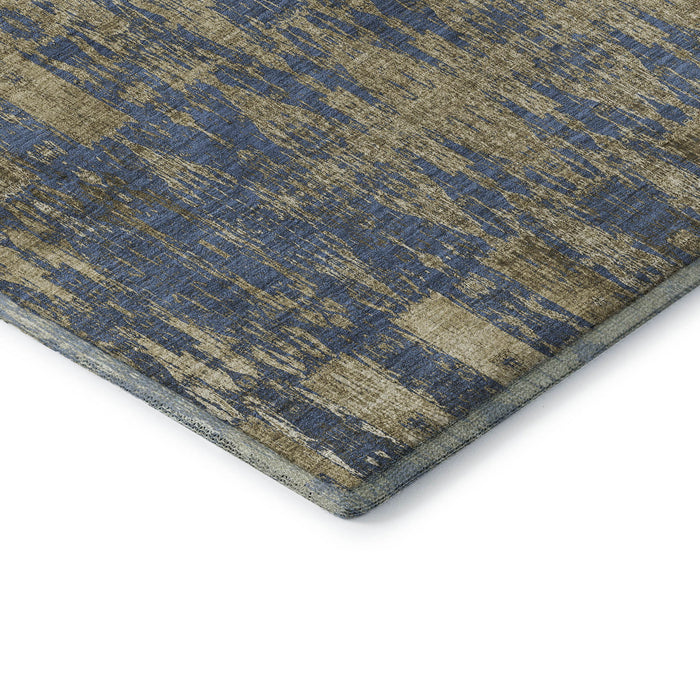 10' X 14' Moroccan Washable Area Rug With UV Protection (650200) - Blue / Chocolate
