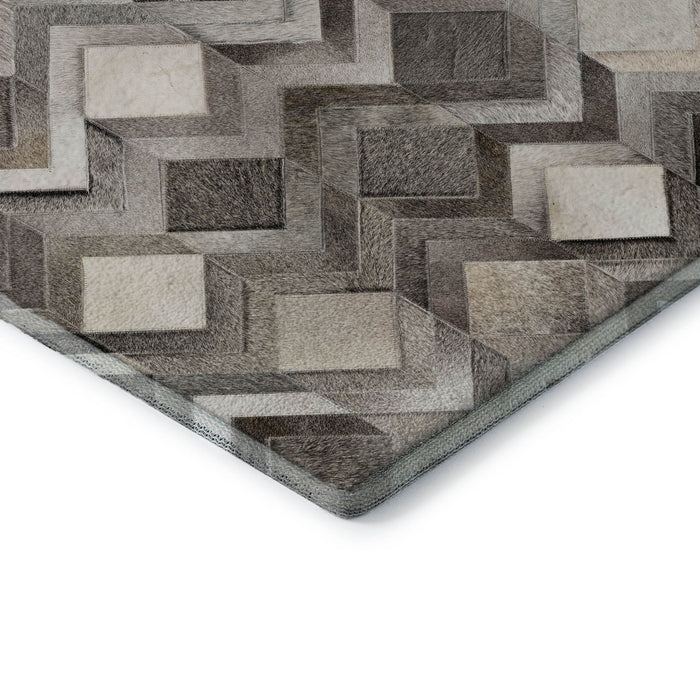 8' X 10' Geometric Washable Area Rug With UV Protection (644686) - Gray / Ivory / Black