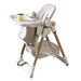 Giga adjustable baby high chair with safety belt, portable infant feeding seat, arm chair with silent lockable wheels for children 0-6 years