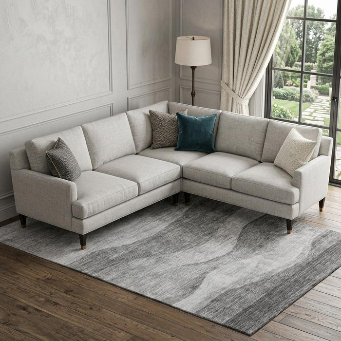 10' X 14' Abstract Washable Area Rug With UV Protection (686324) - Gray / Silver