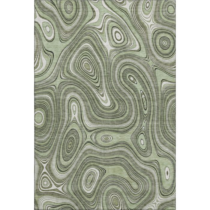 10' X 14' Geometric Washable Area Rug With UV Protection (717699) - Sage / Ivory
