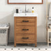 Giga 24-inch bathroom vanity with basin sink and 3 drawer storage cabinet in natural wood finish.