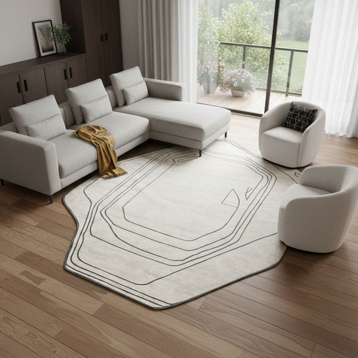 7' X 9' Abstract Area Rug (722641) - Black / Cream