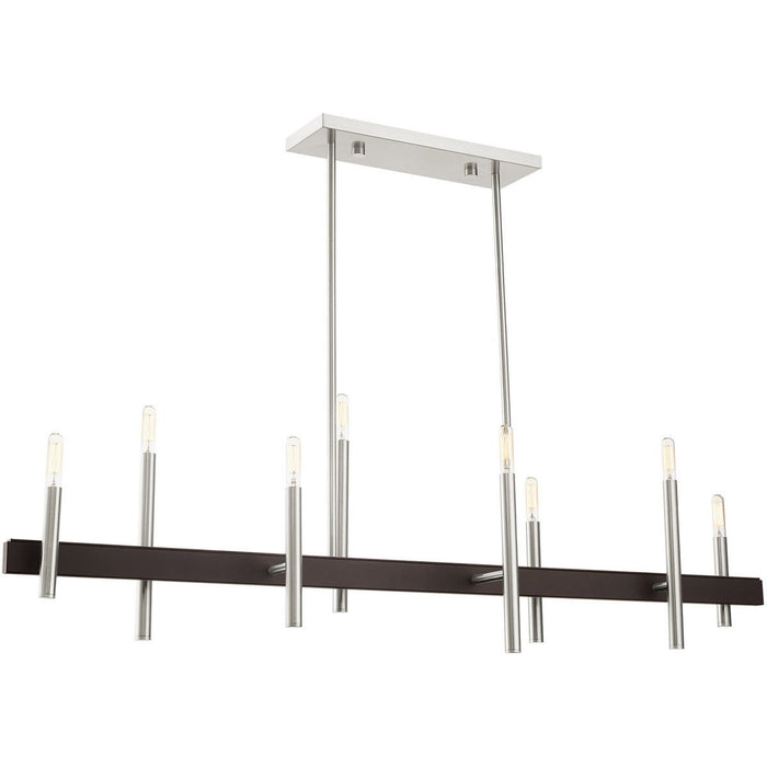 24" Eight Light Dimmable Chandelier With Shades - Nickel