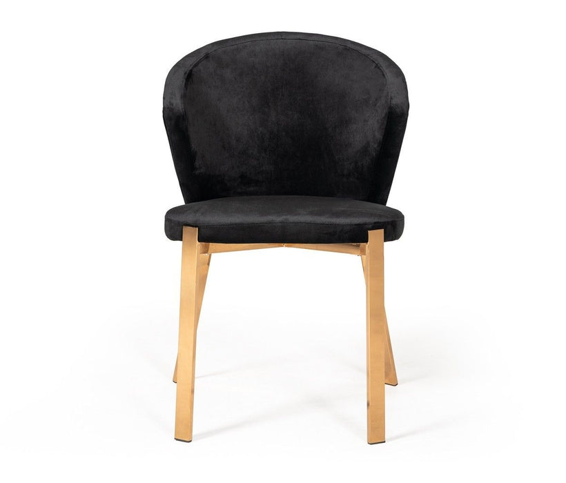 Velvet Wing Back Dining Side Chairs (Set of 2) - Black