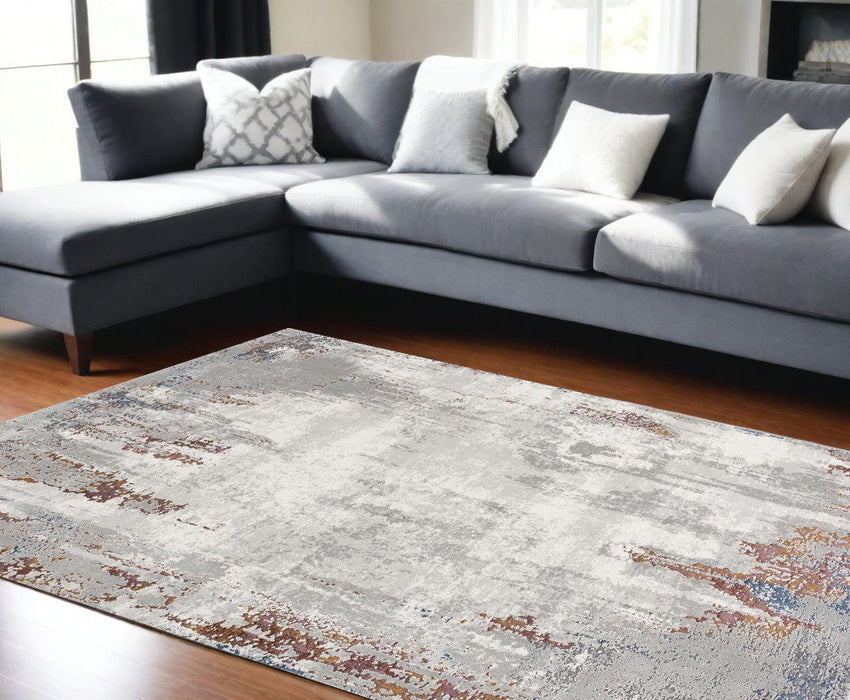 7' x 10' Modern Abstract Area Rug - Gray And Ivory