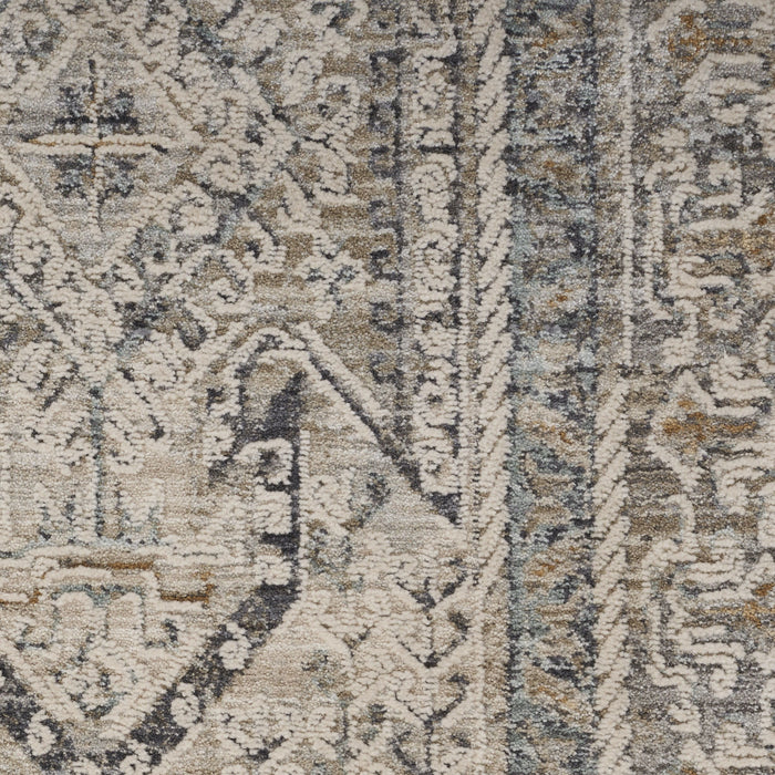 8' X 10' Oriental Distressed Area Rug With Fringe (546562) - Ivory / Gray
