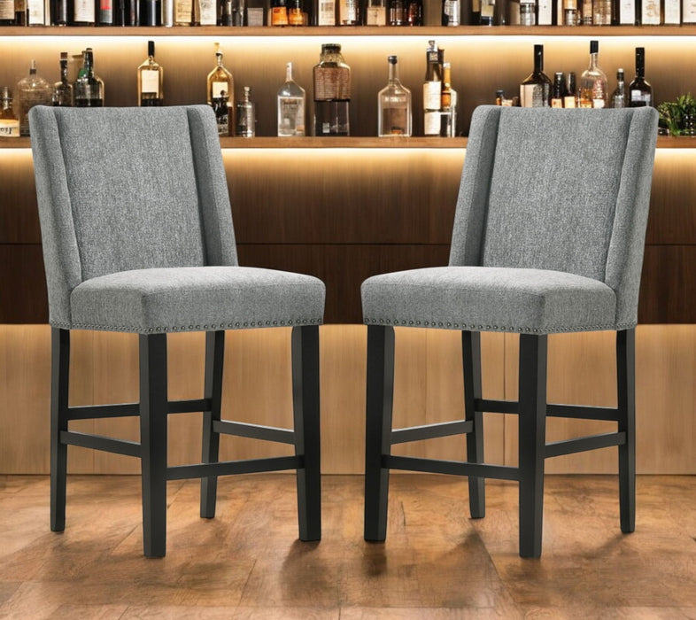 Solid Wood Bar Chairs (Set of 2) - Charcoal And Espresso