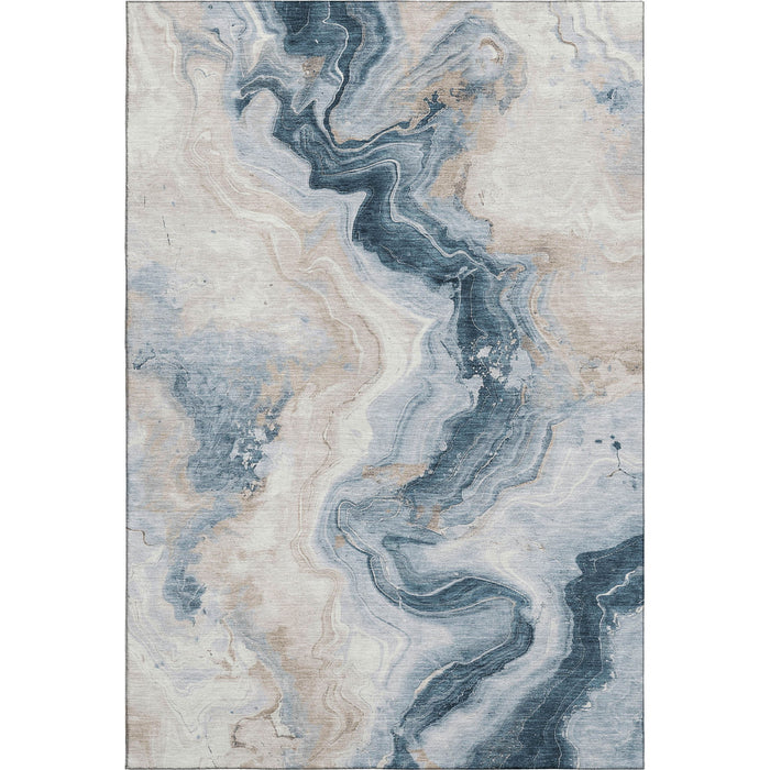 10' X 14' Abstract Washable Area Rug With UV Protection (706139) - Beige / Blue / Ivory