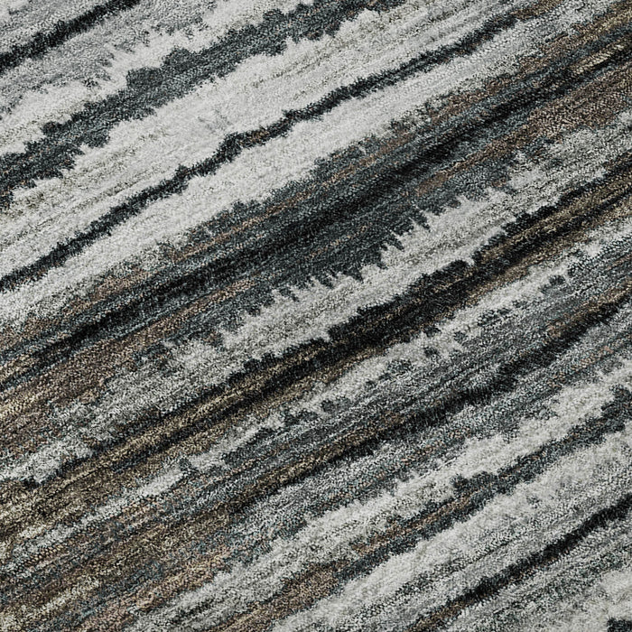 8' X 10' Striped Washable Area Rug With UV Protection (650978) - Brown / Gray / Ivory