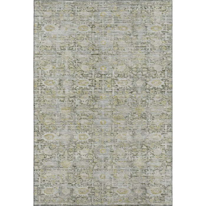 10' X 14' Oriental Washable Area Rug With UV Protection (700985) - Pewter / Gold